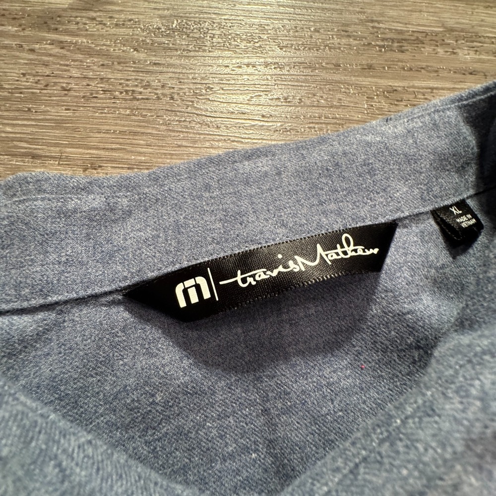 TravisMathew Flannel Shirt Mens XL Blue Cotton Workwear Outdoors Heritage Preppy - Picture 3 of 9
